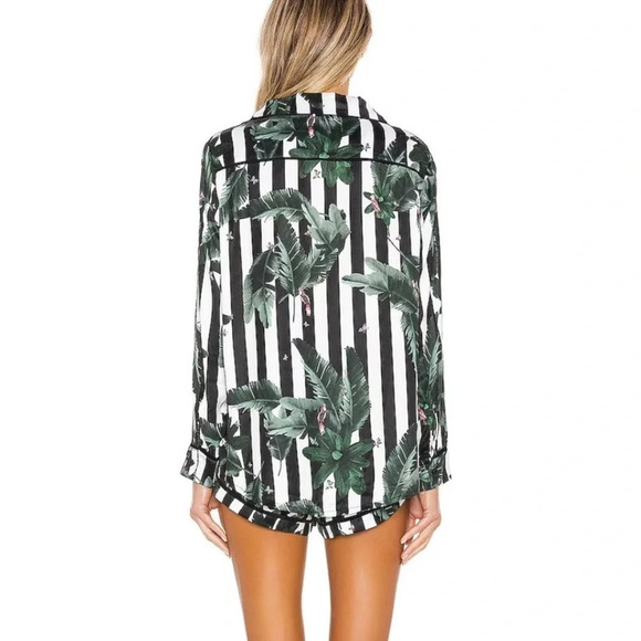 Revolve Plush PJ Set in Black & White Jungle Stripe - Picture 2 of 4